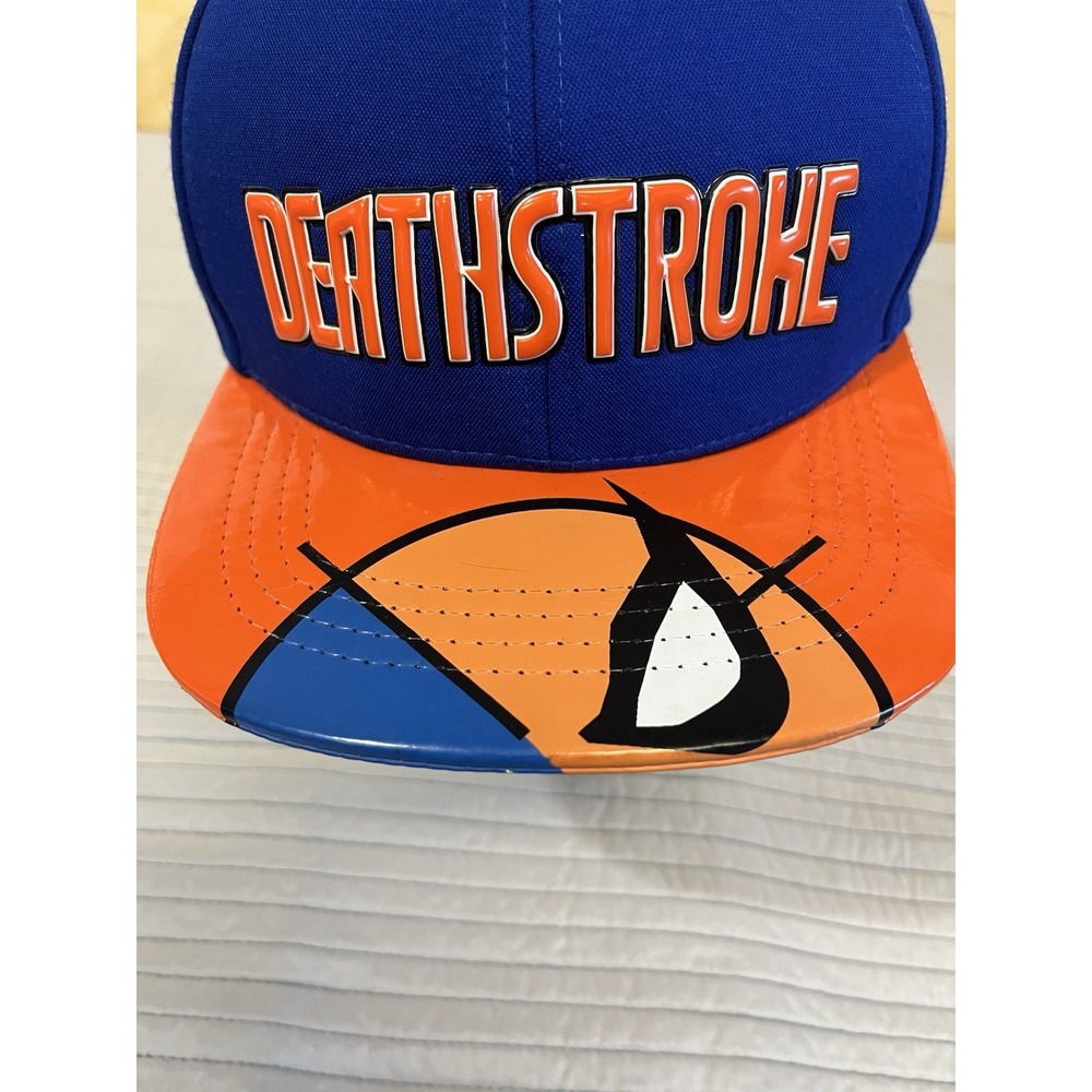 Deathstroke Six Flags DC Comics Cap Hat Blue Orange Adult Adjustable Snapback - Picture 8 of 11